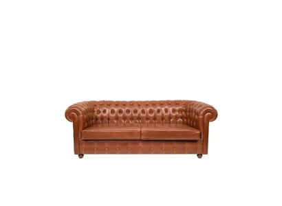 Luxury Brown Chesterfield Three-Seater Couch Modern Sofa