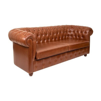 Luxury Brown Chesterfield Three-Seater Couch Modern Sofa