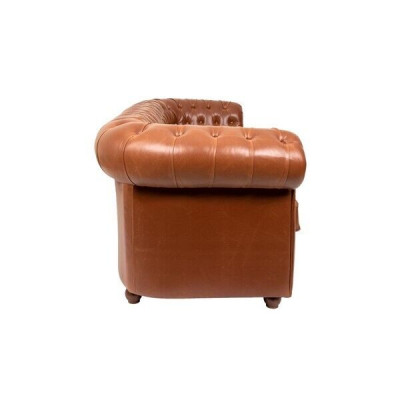 Luxury Brown Chesterfield Three-Seater Couch Modern Sofa