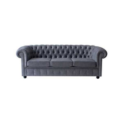 Chesterfield Gray Three-Seater Luxury Couch Designer Living Room Sofa