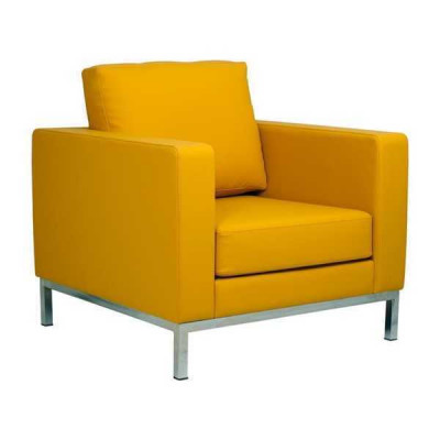 Yellow Chair Modern Study Relax Armchair Faux Leather Single Seater