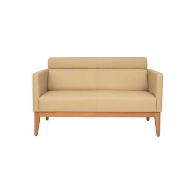 Beige Office Sofa Designer 2-Seater Upholstered Couch Faux Leather Luxury Sofas