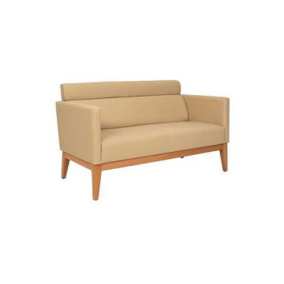 Beige Office Sofa Designer 2-Seater Upholstered Couch Faux Leather Luxury Sofas