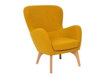 Yellow designer armchair upholstered living room lounge chair elegant single-seater