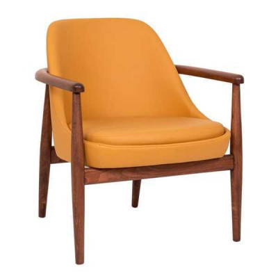 Designer orange upholstered chair dining chairs wood frame single-seater
