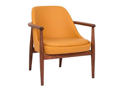 Designer orange upholstered chair dining chairs wood frame single-seater