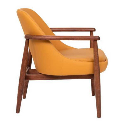 Designer orange upholstered chair dining chairs wood frame single-seater