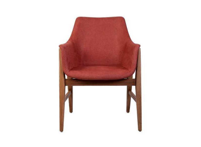 Modern Armchair Upholstered Chair Brown-Red Designer Textile Single Seater
