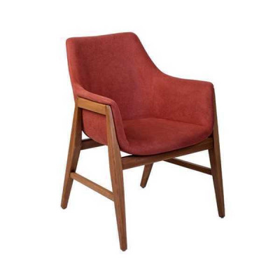 Modern Armchair Upholstered Chair Brown-Red Designer Textile Single Seater