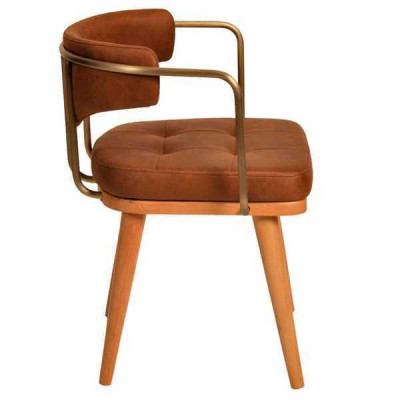 Luxury Dining Room Orange Modern Wooden Chair Designer Armchair Single Seater