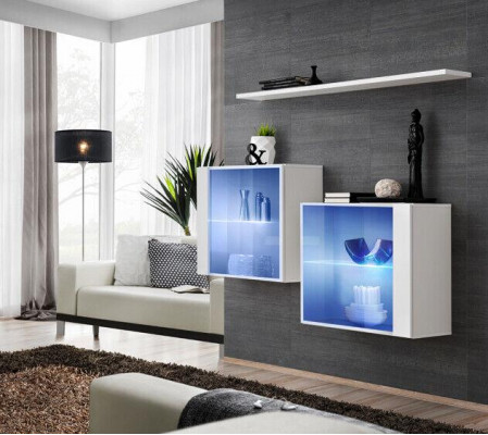 Living wall new modern furnishing wall cabinet shelf white complete furniture living room