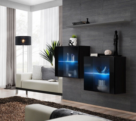 Wall unit wooden furniture furnishing luxury designer complete set 3-piece wall shelf