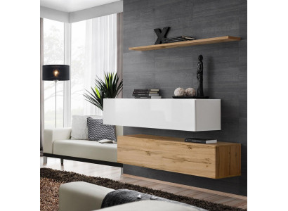 Designer furnishings Braun 2x wall cabinet wooden furniture luxury set living room furniture