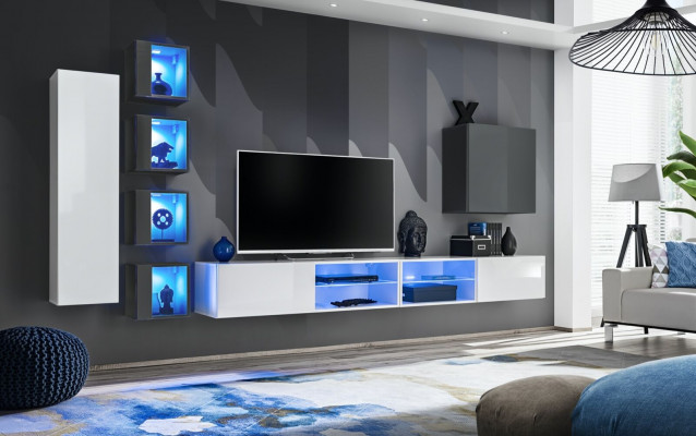 Wall unit white designer cabinet furniture living room furniture complete set