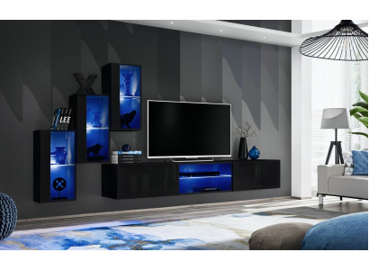 Luxury 3x Wall Cabinet Furniture Living Room Furniture Black Wall Shelves