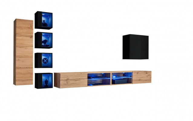 Complete Designer Modern Living Room Wall Shelves TV Stand Wood Furniture Wall Cabinet