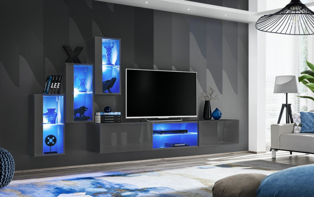 4-piece set suite living wall luxury designer sideboard TV stand wooden furniture
