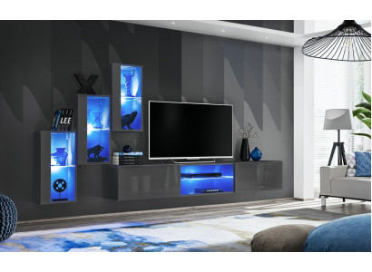 4-piece set suite living wall luxury designer sideboard TV stand wooden furniture