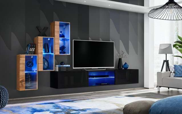 Living room furniture New wall unit 210 cm 3x wall cabinet setup luxury wall shelves
