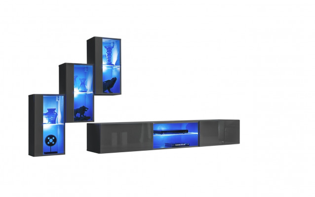 4-piece set suite living wall luxury designer sideboard TV stand wooden furniture