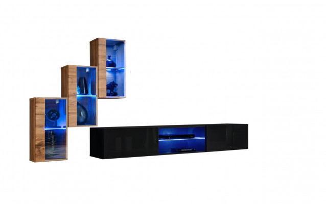 Living room furniture New wall unit 210 cm 3x wall cabinet setup luxury wall shelves