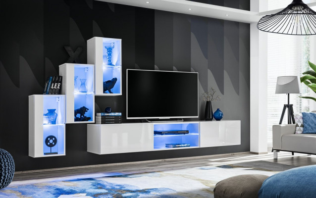 Luxury wall unit new living room set 210 cm furnishings wall shelves modern