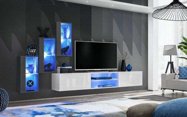 Luxury Furniture Designer Wall Unit TV Stand 3x Wall Cabinet Sideboard Wooden Furniture