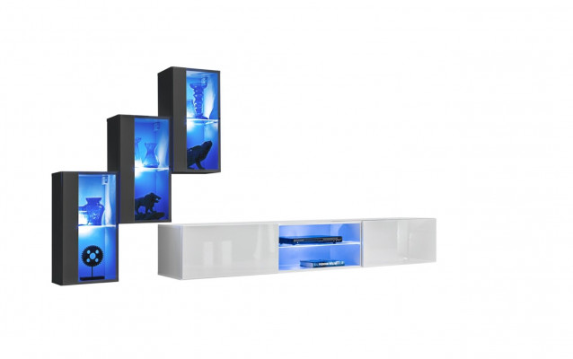 Luxury Furniture Designer Wall Unit TV Stand 3x Wall Cabinet Sideboard Wooden Furniture