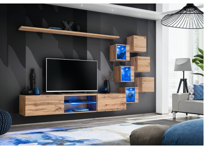 Brown wall unit living room furniture wall cabinet luxury set new wooden furniture