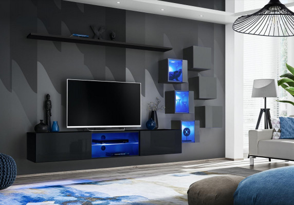TV stand wall unit sideboard luxury set modern designer shelves complete