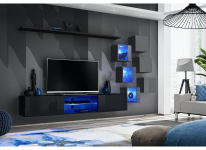 TV stand wall unit sideboard luxury set modern designer shelves complete