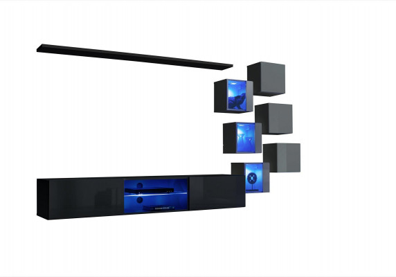 TV stand wall unit sideboard luxury set modern designer shelves complete