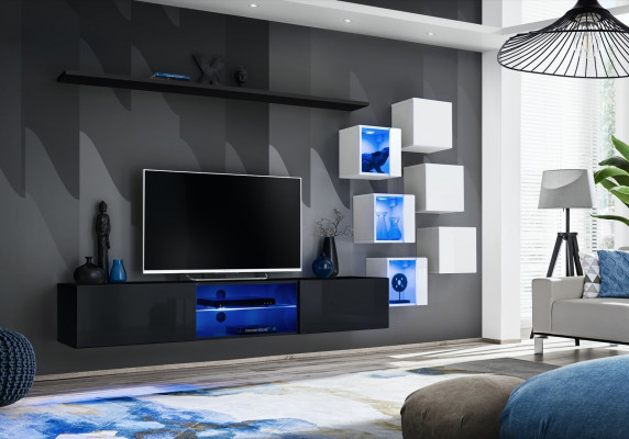 Modern complete wall unit wall shelves luxury designer set living room furniture