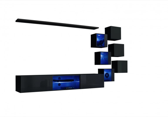 Black Complete Set Living Room Wall Luxury Wood Furniture Designer Modern Wall Cabinet