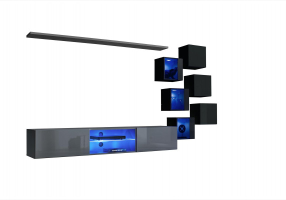 Set Modern Gray Furniture Living Wall TV Stand Sideboard Wooden Furniture Wall Cabinet