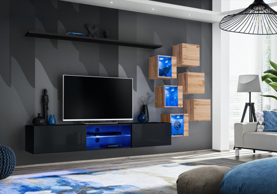 Wooden furniture modern wall unit designer living room furniture TV stand wall cabinet