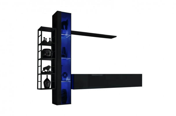 Wall unit black designer TV stand living room furniture complete sideboard