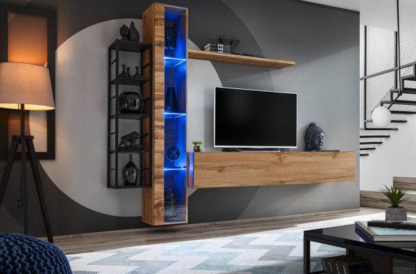 Brown designer living wall luxury living room furniture complete set sideboard furniture