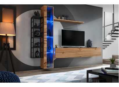 Brown designer living wall luxury living room furniture complete set sideboard furniture