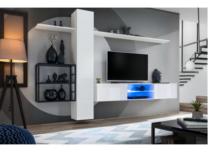 Living room furniture wall unit 270 cm wall cabinet white wall shelves furnishings