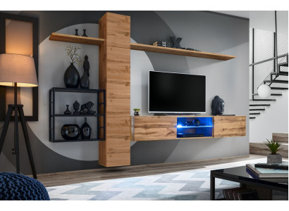 Luxury wall cabinet furniture living room furniture brown 3x wall shelves