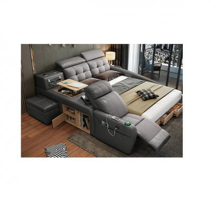 Multifunction Design Bed Big Faux Leather Hotel Upholstery 180x200 Beds New