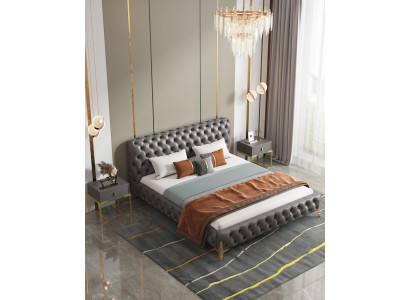 Bed 2x Nightstand 3 pc Bedroom Set Design Modern Luxury Bedroom sets