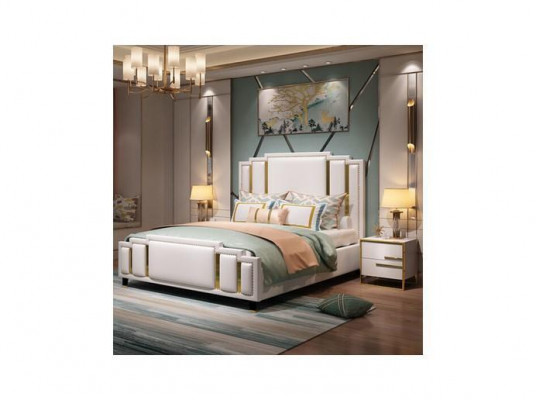 Leather bed upholstery design luxury double hotel bedroom beds