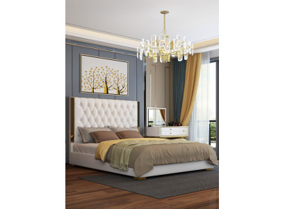 Double hotel beds sleep room leather modern bed upholstery