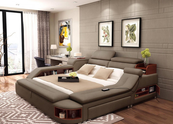 Multifunction Bed Double Beds Modern Bed Frame Beds 180x200cm