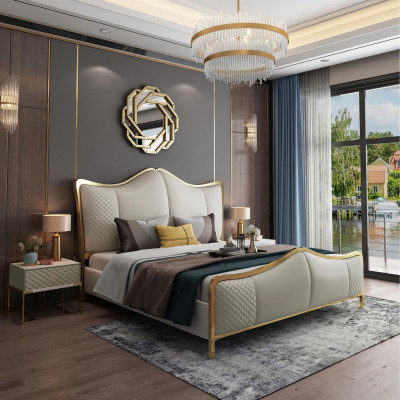 Designer luxury bedroom set group suite bed 2x bedside table 3 piece new