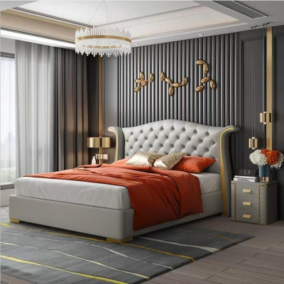 Luxury bed leather beds 180x200 bedroom bed shelves Chesterfield
