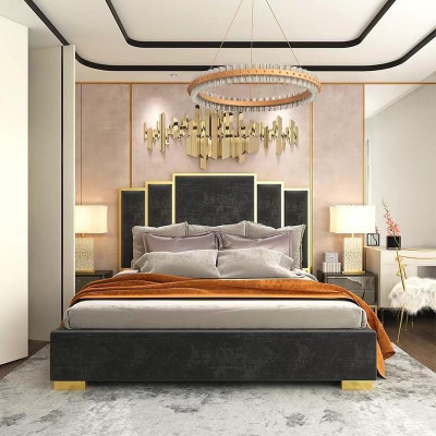 Design bed textile luxury beds modern hotel frame sleep room 180x200