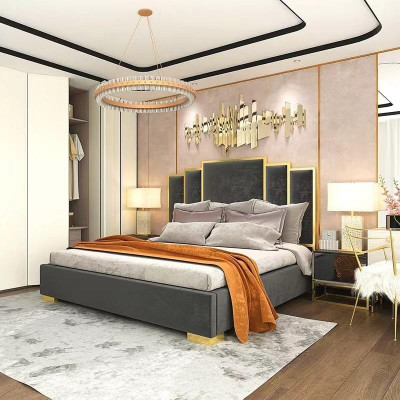Design bed textile luxury beds modern hotel frame sleep room 180x200
